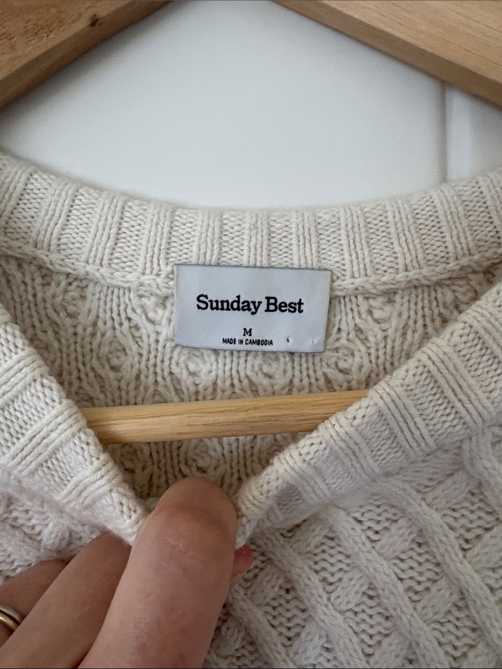 Sunday Best Cream Cable Knit Crewneck Sweater - Picture 2 of 4
